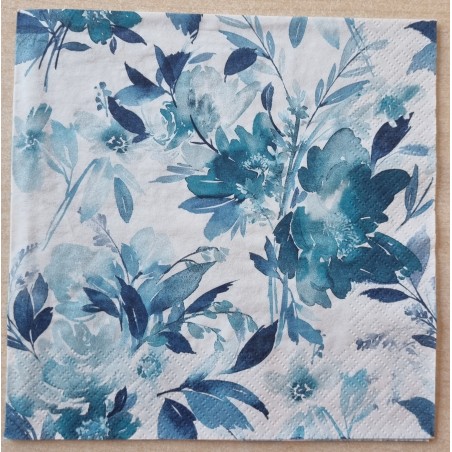 Serviette verschiedene Blumen blau