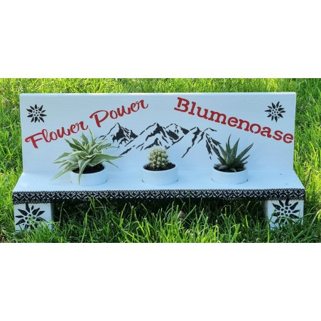 Blumen/Kräuter Bänklein weiss mit Edelweiss
