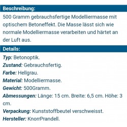 Beton Modelliermasse grau
