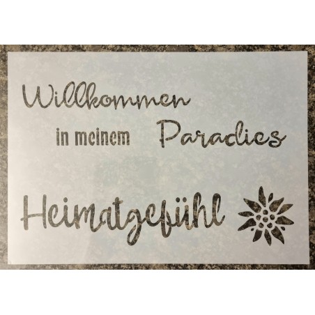 Schablone Willkommen in meinem Paradies