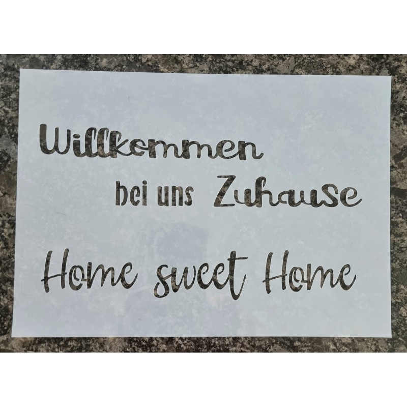 Schablone Willkommen bei uns Zuhause