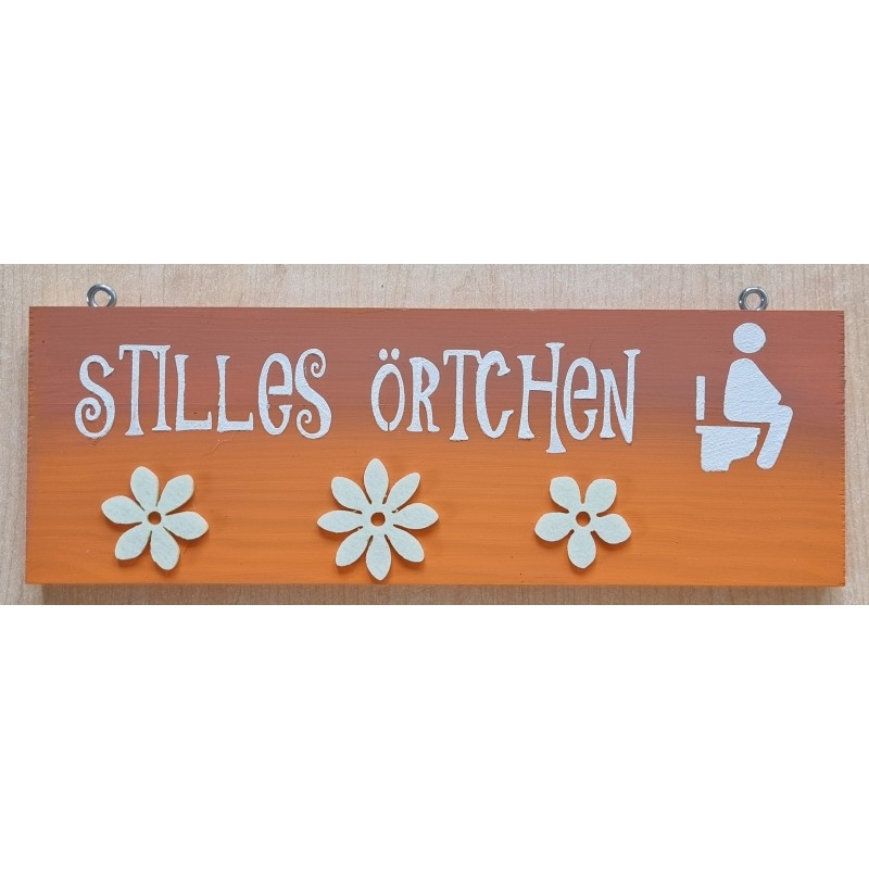 Schild Stilles Örtchen orange