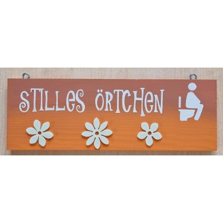 Schild Stilles Örtchen orange