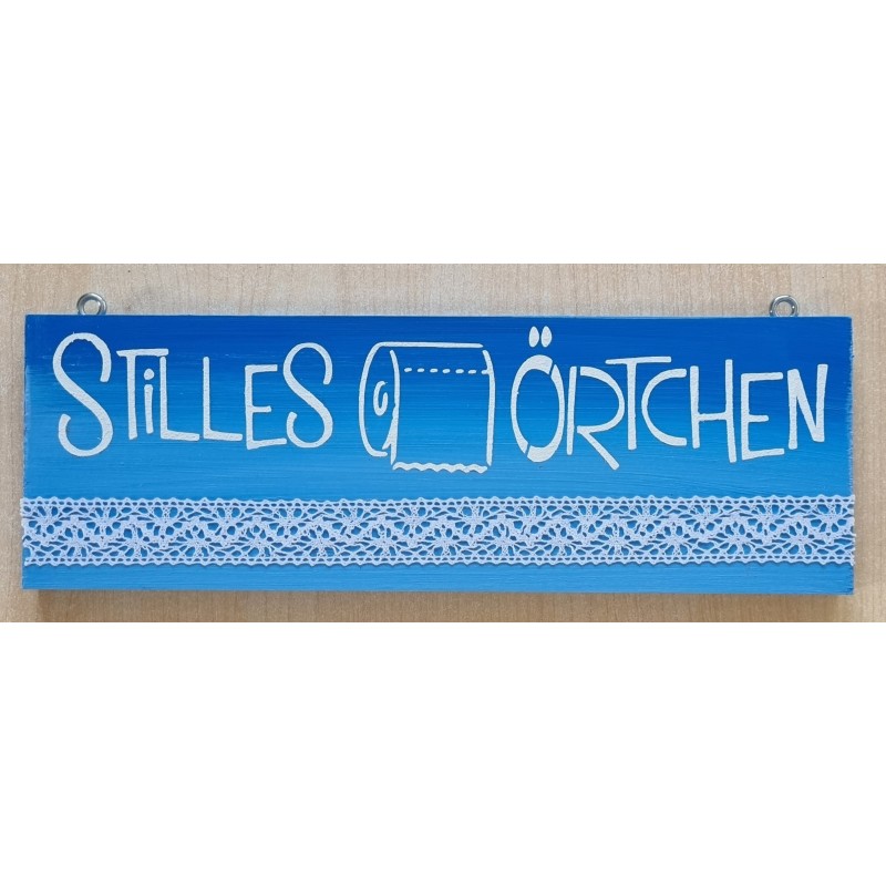 Schild Stilles Örtchen blau
