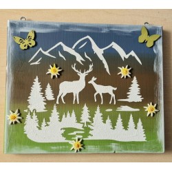 Schild Hirsch/Berge