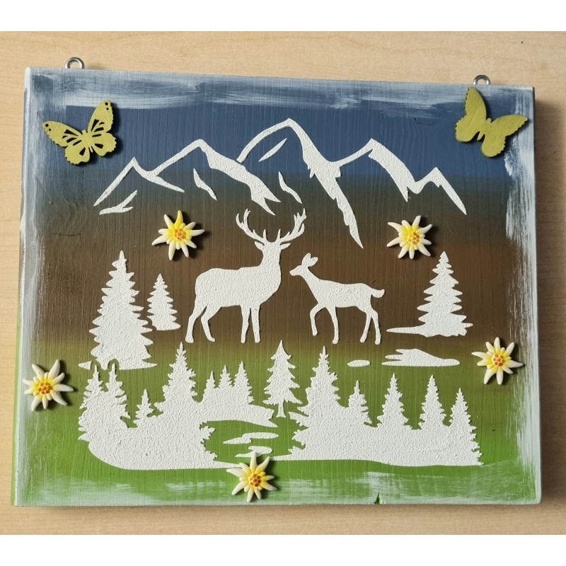 Schild Hirsch/Berge