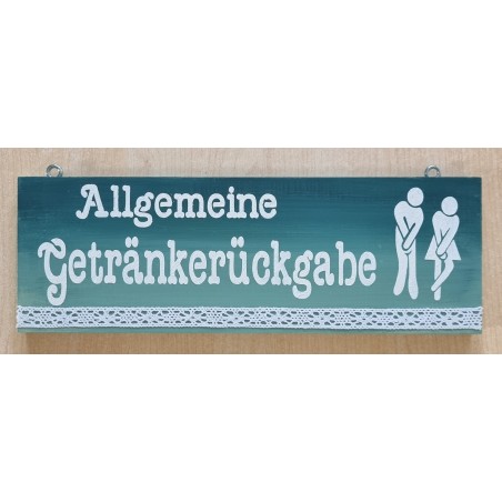 Schild Allgemeine Getränkerückgabe petrol