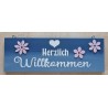 Schild Herzlich Willkommen blau