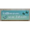 Schild Willkommen bei uns Zuhause  mint
