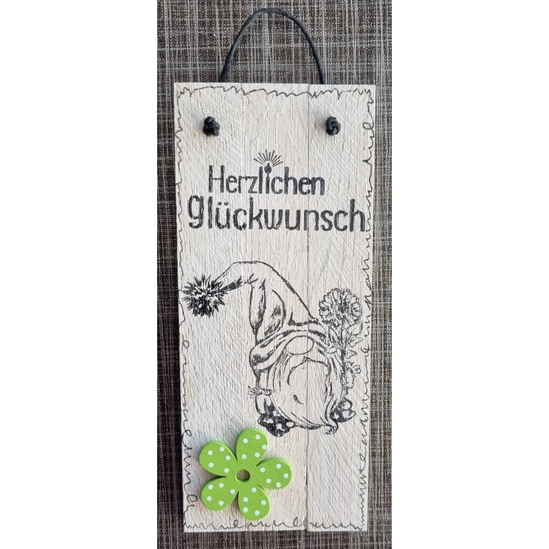 Mini Schild Herzlichen Glückwunsch/Wichtel