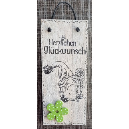Mini Schild Herzlichen Glückwunsch/Wichtel