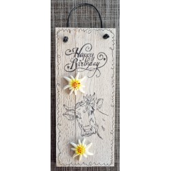 Mini Schild Happy Birthday/Kuh