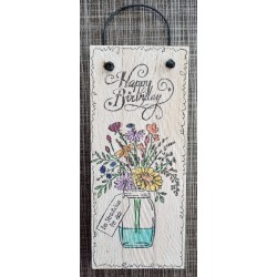 Mini Schild Happy Birthday/Blumenstrauss