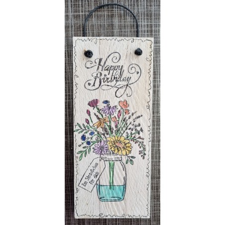 Mini Schild Happy Birthday/Blumenstrauss