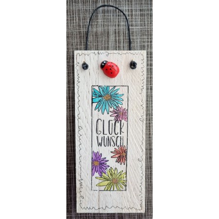 Mini Schild Glückwunsch/Marienkäfer
