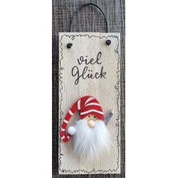 Mini Schild Viel Glück/ Filz Wichtel