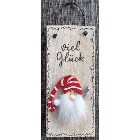 Mini Schild Viel Glück/ Filz Wichtel