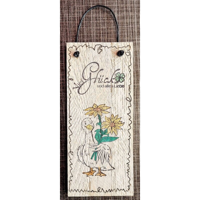 Mini Schild Viel Glück und alles Liebe/Gans