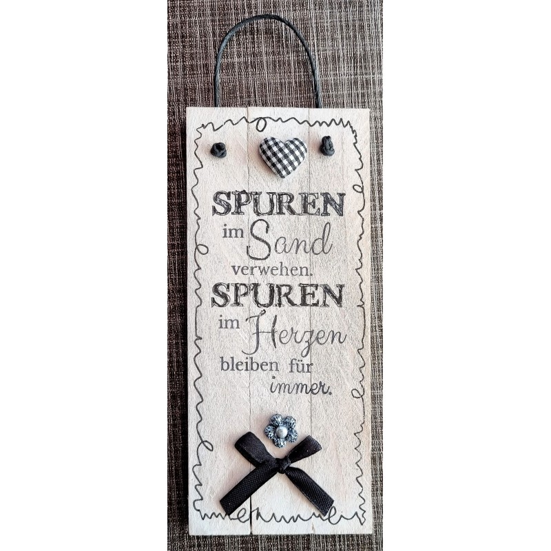 Mini Schild Spuren im Sand....  schwarz
