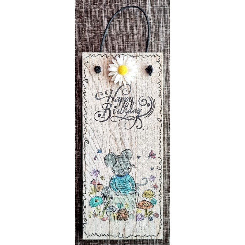 Mini Schild Happy Birthday/Maus