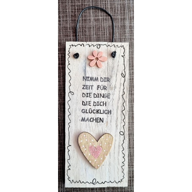 Mini Schild Nimm Dir Zeit....  rosa Blume