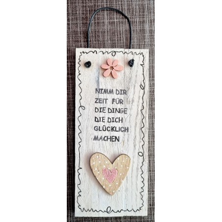 Mini Schild Nimm Dir Zeit....  rosa Blume