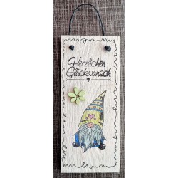 Mini Schild Herzlichen Glückwunsch/Wichtel