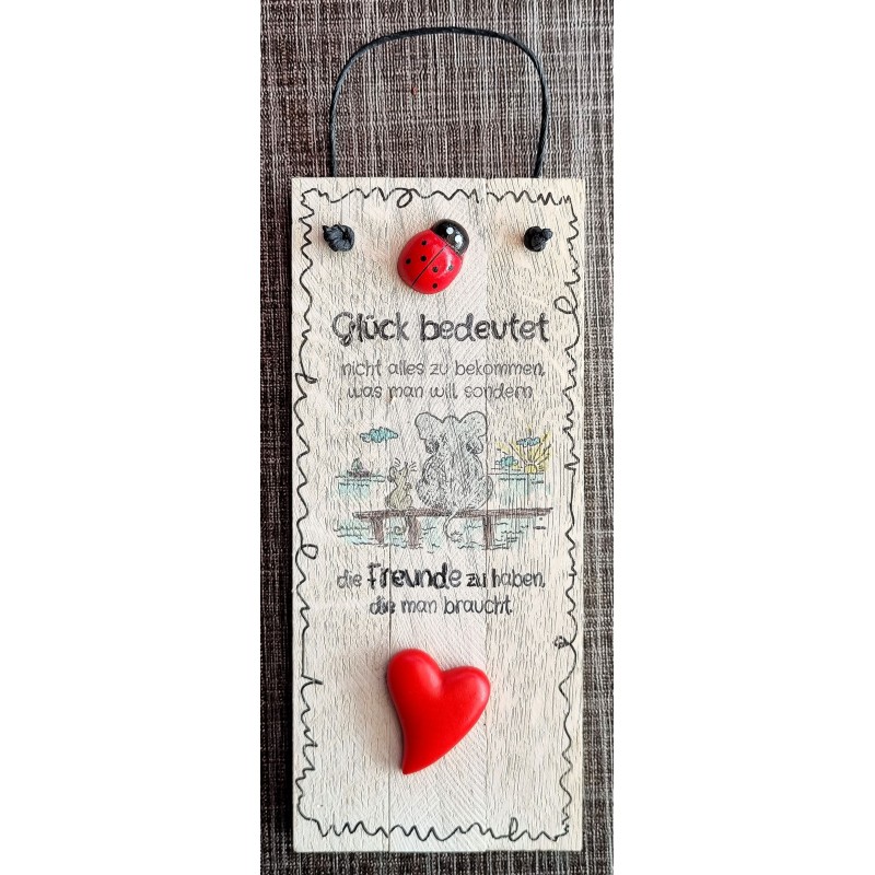 Mini Schild Glück bedeutet..../Elefant,Maus rot