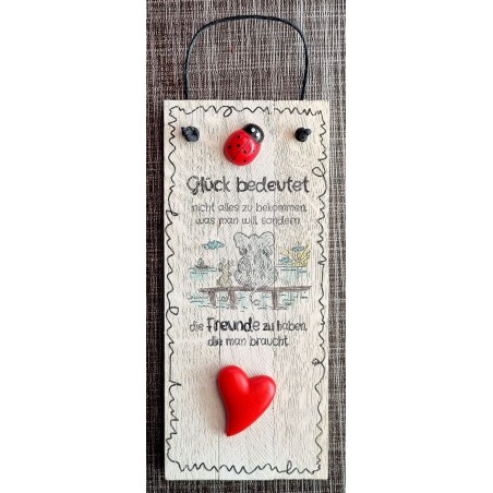 Mini Schild Glück bedeutet..../Elefant,Maus rot