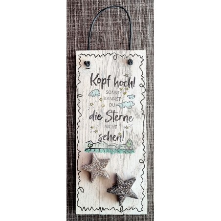 Mini Schild Kopf hoch..... /Sterne glitzer