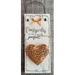 Mini Schild Einzigartig...... / Herz rost