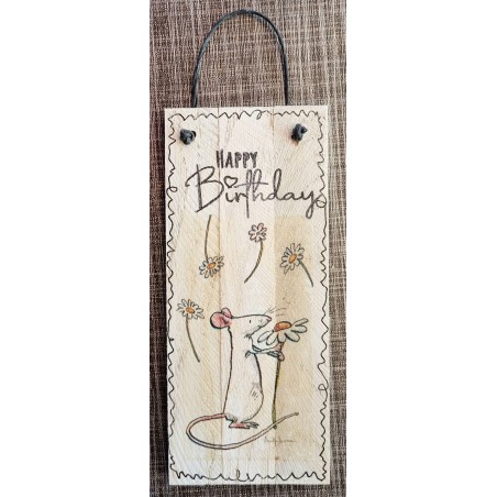 Mini Schild Happy Birthday/Maus-Margriten