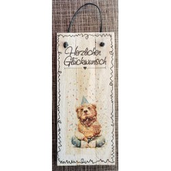 Mini Schild Herzlichen Glückwunsch/Bär blau
