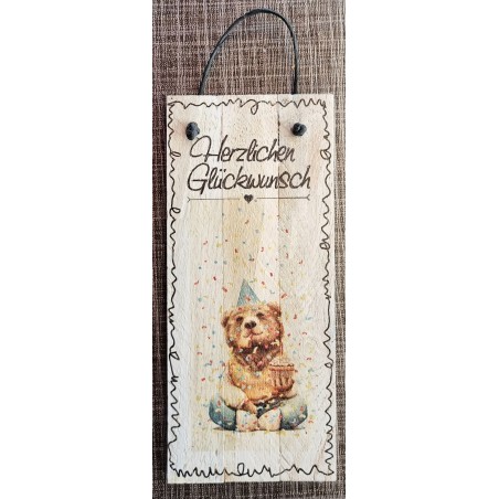 Mini Schild Herzlichen Glückwunsch/Bär blau