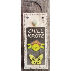 Mini Schild Chill Kröte/Schmetterling grün