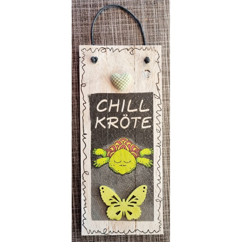 Mini Schild Chill Kröte/Schmetterling grün