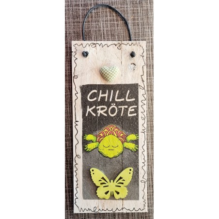 Mini Schild Chill Kröte/Schmetterling grün