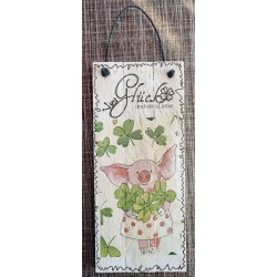 Mini Schild Viel Glück und alles Liebe/Schwein mit Kleeblatt