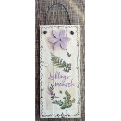Mini Schild Lieblingsmensch/Blume flieder