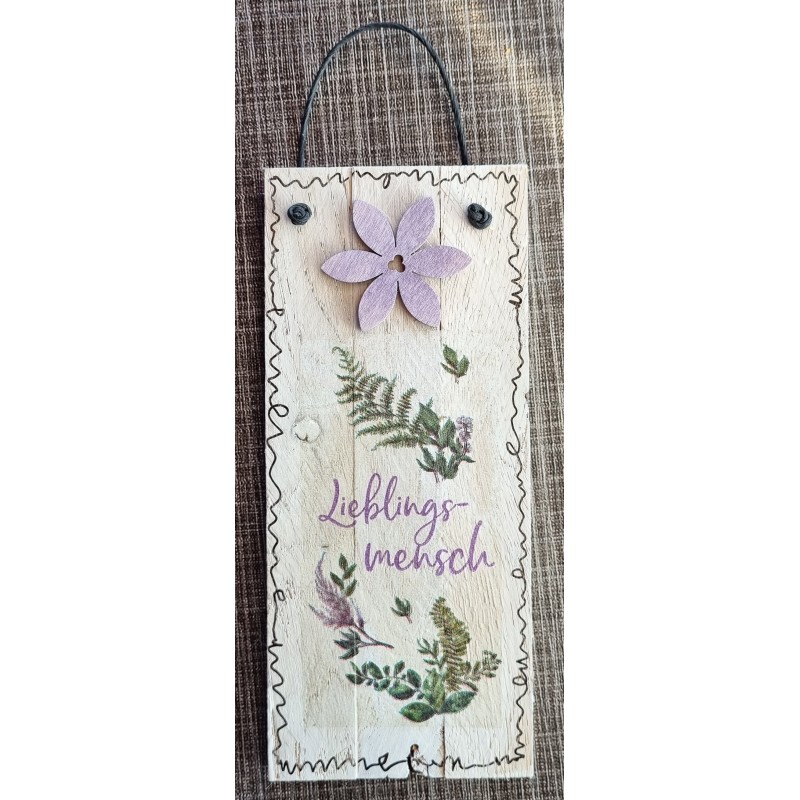 Mini Schild Lieblingsmensch/Blume flieder