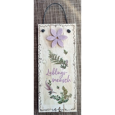 Mini Schild Lieblingsmensch/Blume flieder