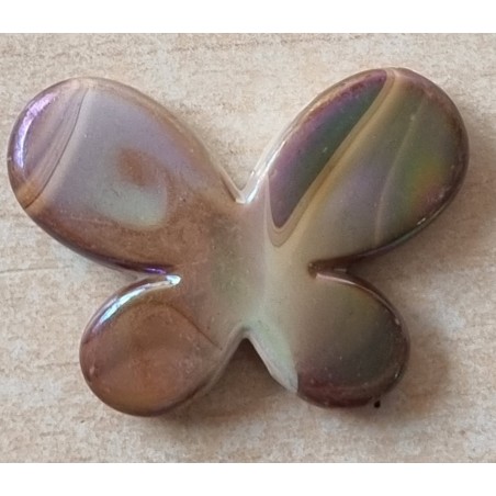 Kunststoff Perle Schmetterling braun/regenbogen