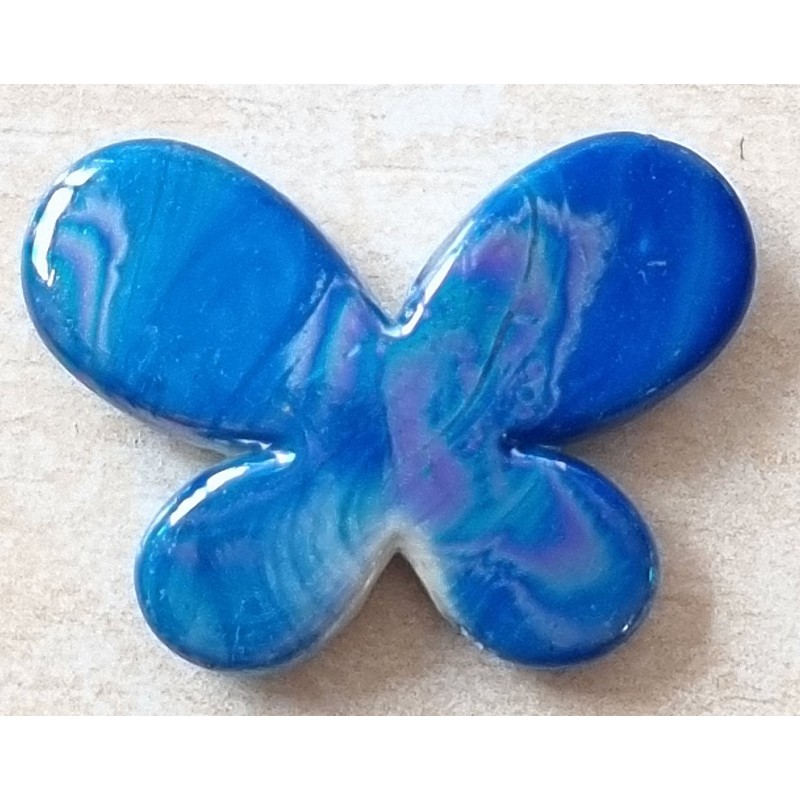 Kunststoff Perle Schmetterling blau/regenbogen