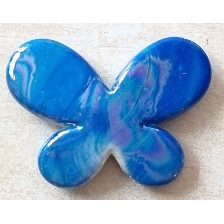 Kunststoff Perle Schmetterling blau/regenbogen
