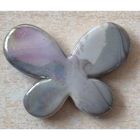 Kunststoff Perle Schmetterling grau/regenbogen