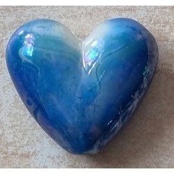 Kunststoff Perle Herz blau/regenbogen