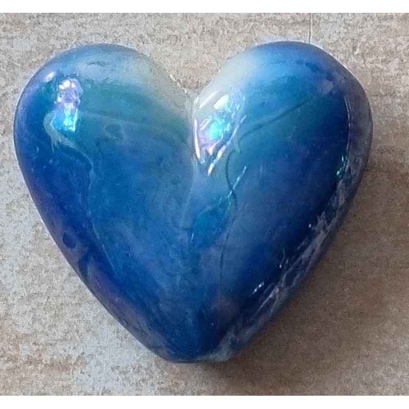 Kunststoff Perle Herz blau/regenbogen
