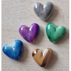 Kunststoff Perle Herz blau/regenbogen