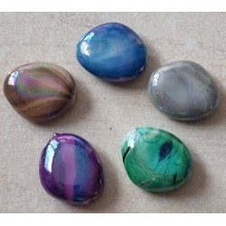 Kunststoff Perle Nugget  grün/regenbogen
