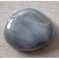 Kunststoff Perle Nugget  grau/regenbogen